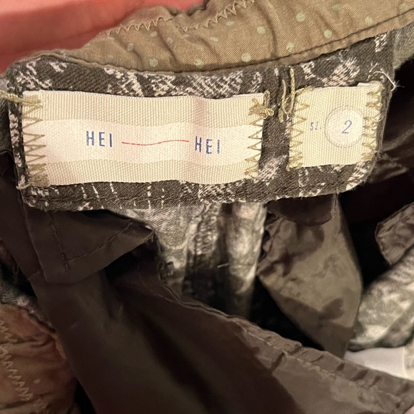 Anthropologie Hei Hei boho green & white floral lightweight pants Vacay Tropical - Picture 10 of 11